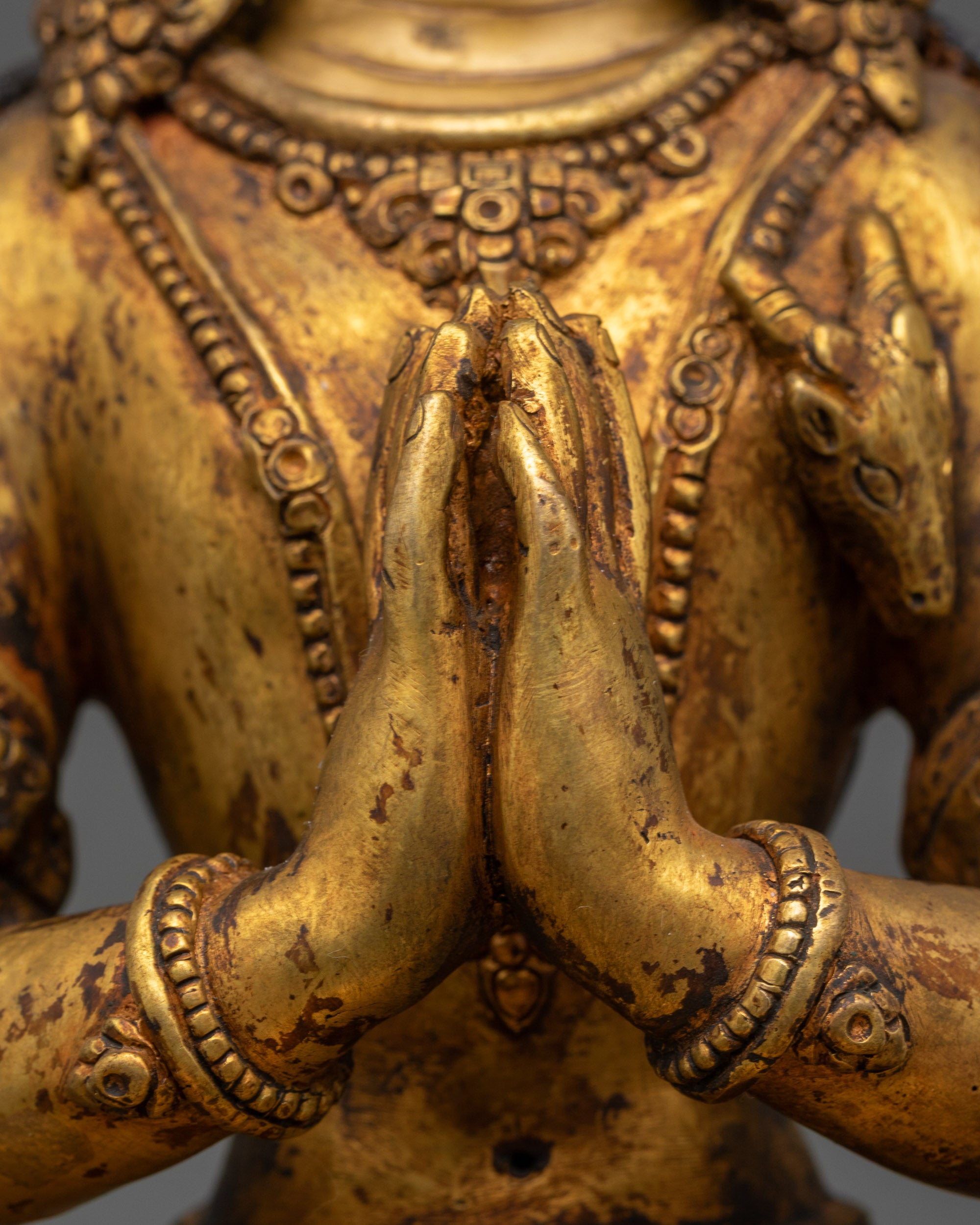 Antique Finish Five Bodhisattva Statue Set | Sacred Buddhist Set