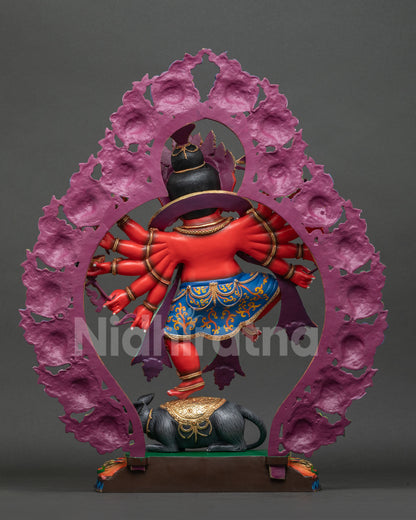 Ganesh statue back view showing ornate halo flowing robe and handcrafted details.