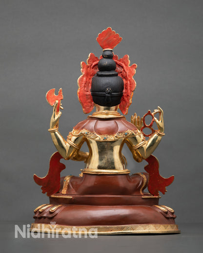 Ganesha statue back view traditional Nepalese craftsmanship oxidized copper body flowing robes sacred Hindu deity art