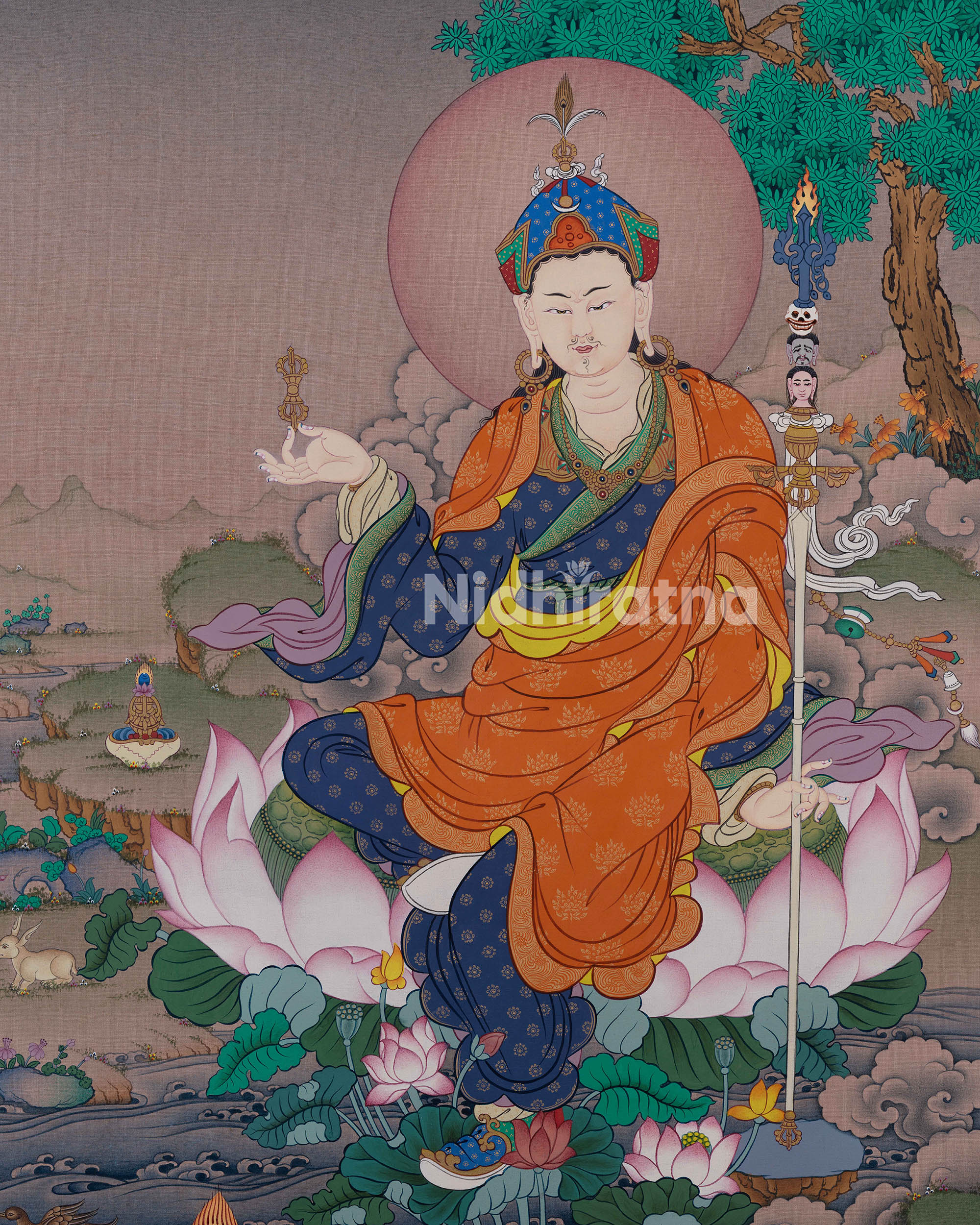 Guru Padmasambhava Rinpoche Thangka Canvas Print | Buddhist Wall Art