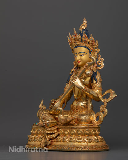 Goddess Saraswati Statue Newari craftsmanship from Patan Nepal.
