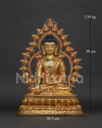 Gold Fire-Gilded Mitrugpa Statue for Buddhist Altar and Meditation Space.