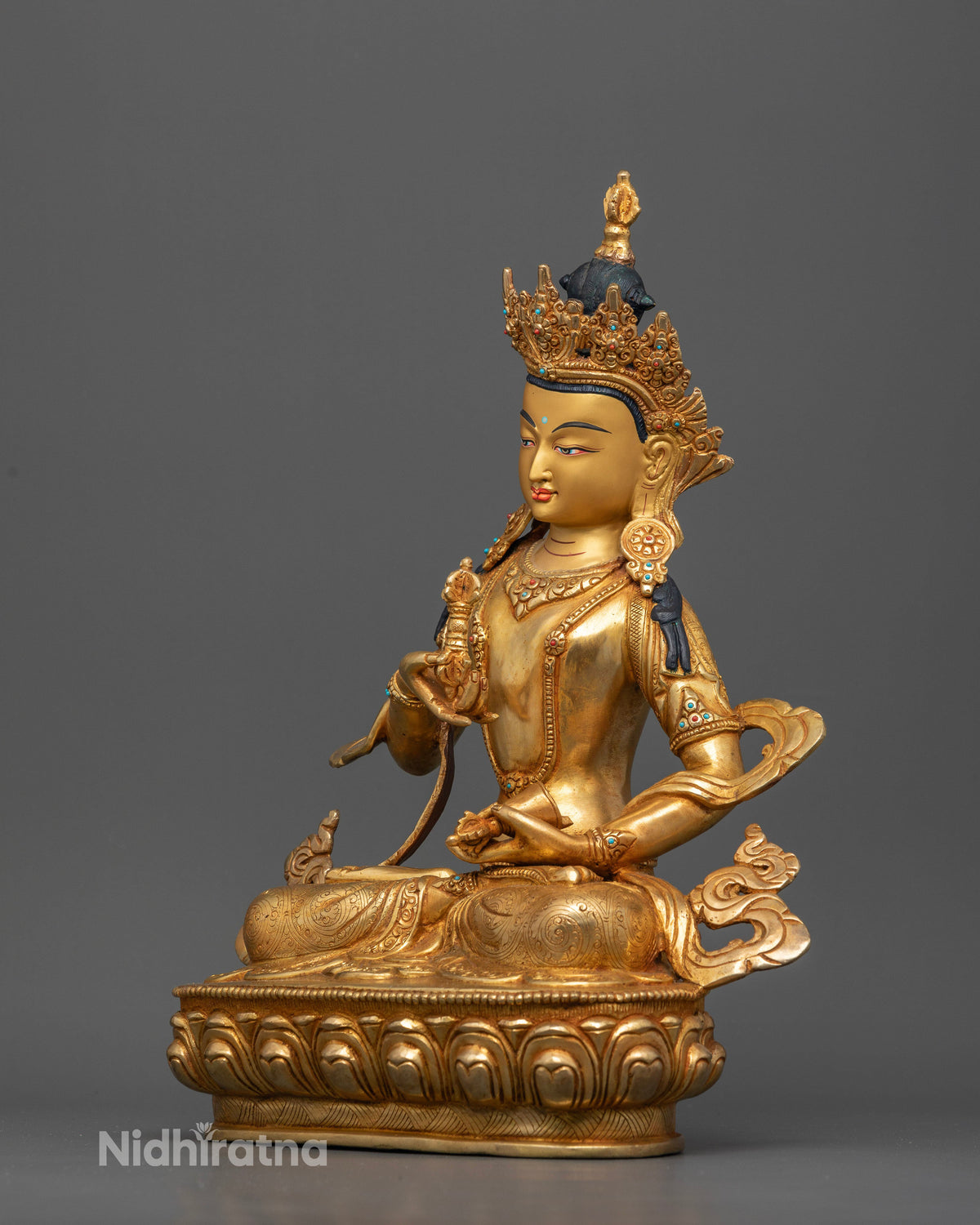 Gold gilded Vajrasattva statue handcrafted by Newari artisans in Patan, Nepal