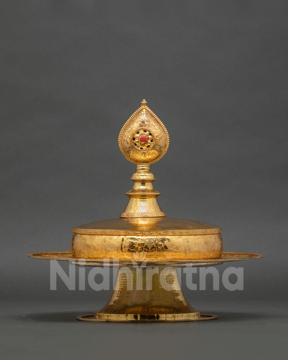 Gold meander-bordered tiers filled with on Mandala Offering Set