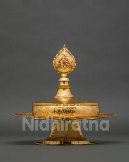 Gold meander-bordered tiers filled with on Mandala Offering Set