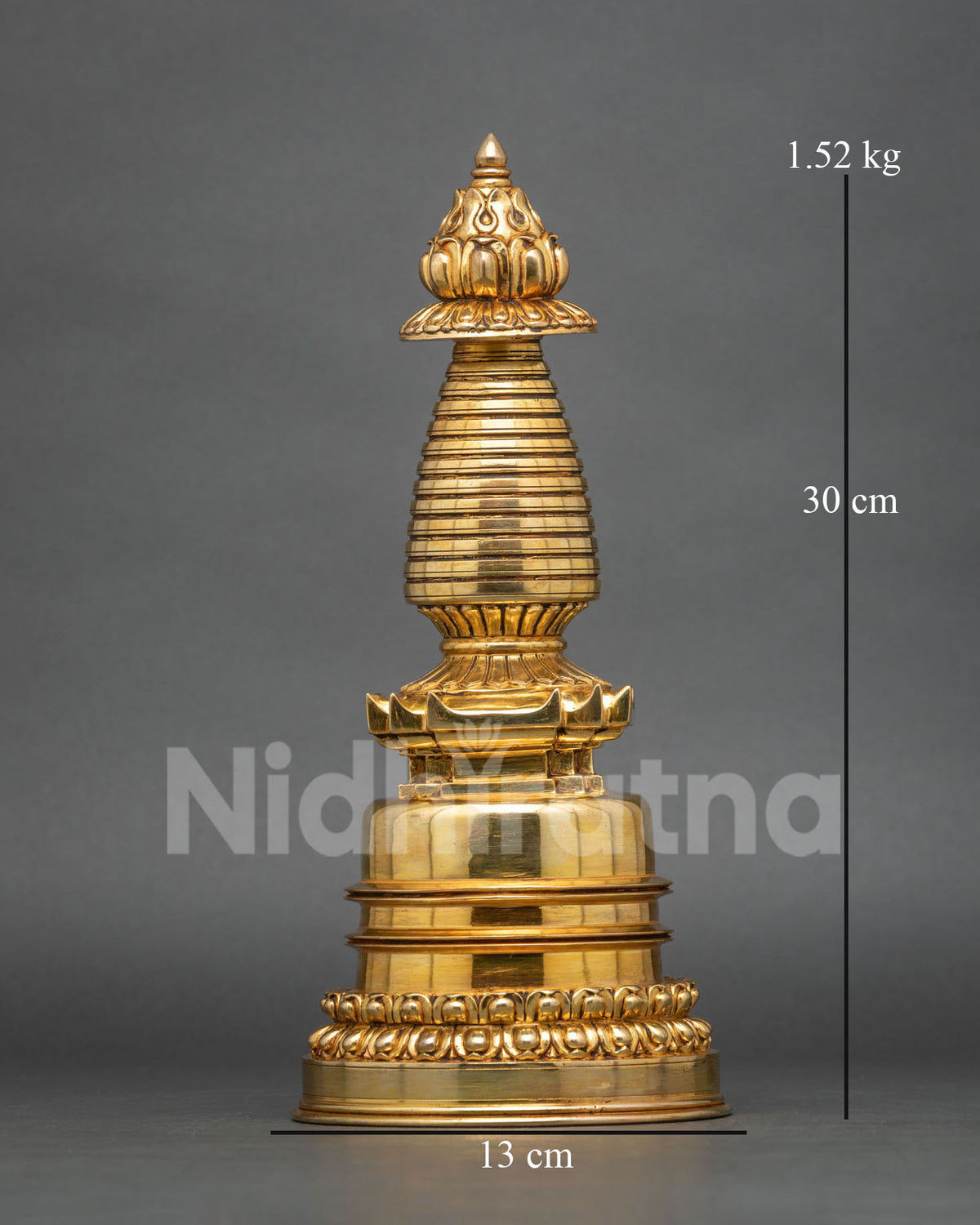 Gold-plated Buddhist Kadampa Stupa showcasing traditional Newari craftsmanship from Nepal