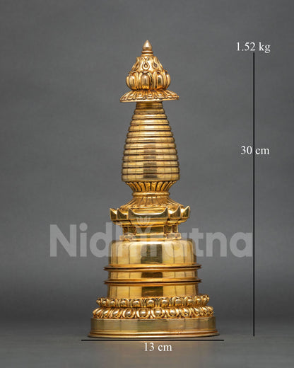 Gold-plated Buddhist Kadampa Stupa showcasing traditional Newari craftsmanship from Nepal