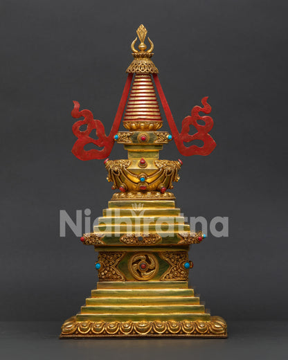 Gold-Plated Buddhist stupa with traditional Newari artisan metalwork