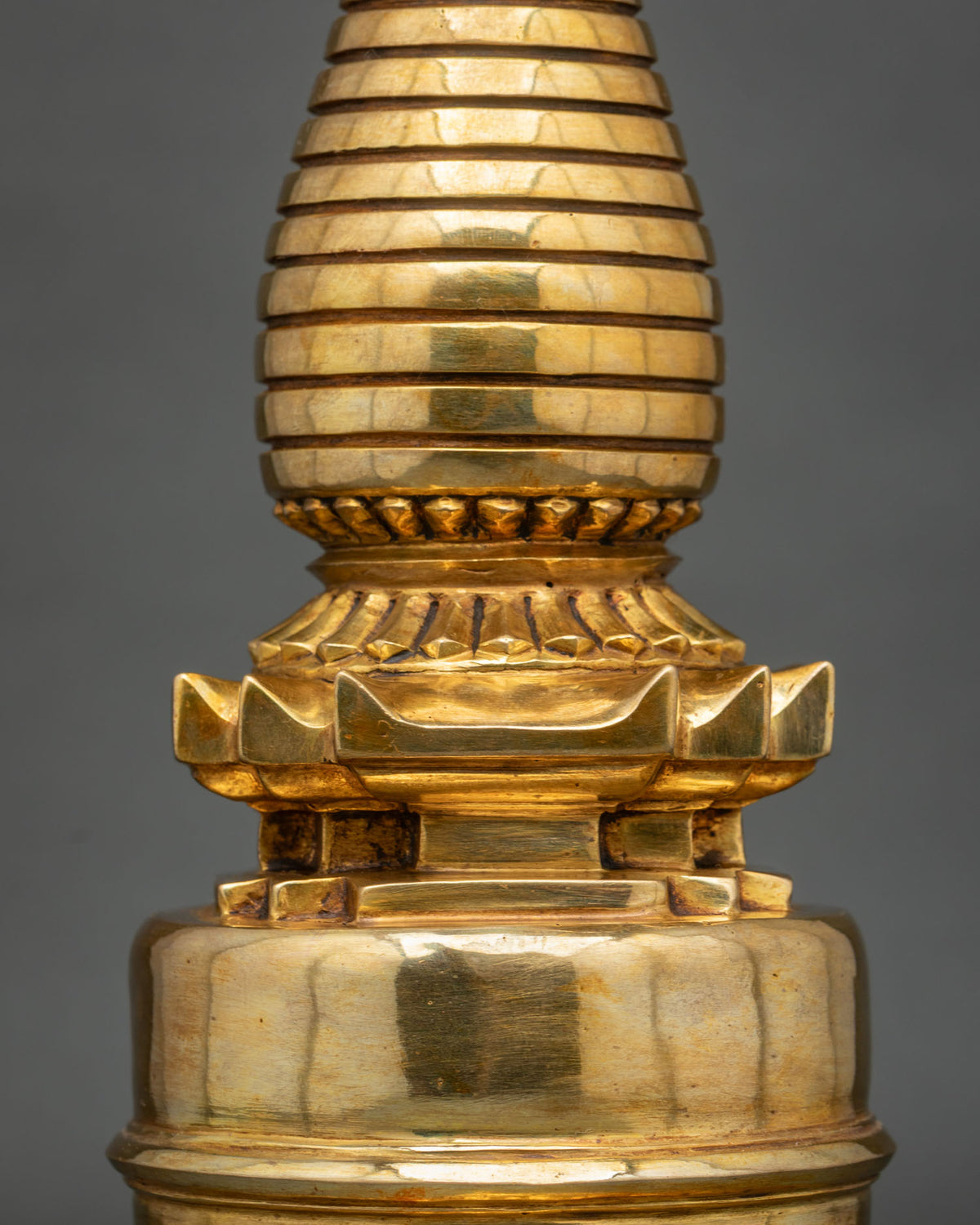 Gold-Plated Copper Kadampa Stupa showcasing traditional Newari craftsmanship