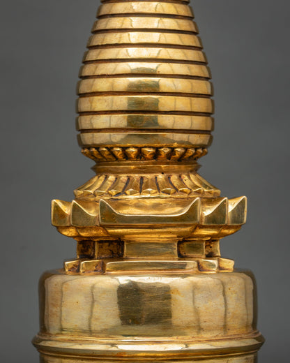 Gold-Plated Copper Kadampa Stupa showcasing traditional Newari craftsmanship