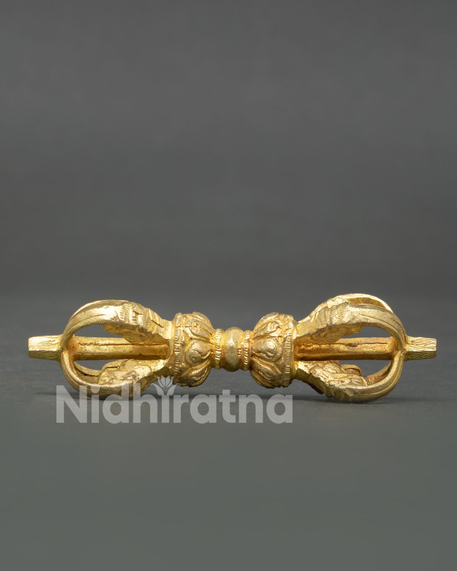 Gold Plated  Dorje Vajra with Traditional Himalayan Buddhist Design
