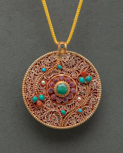 Gold-plated Flower Locket from Nepal symbolizing growth, renewal, and spiritual blossoming