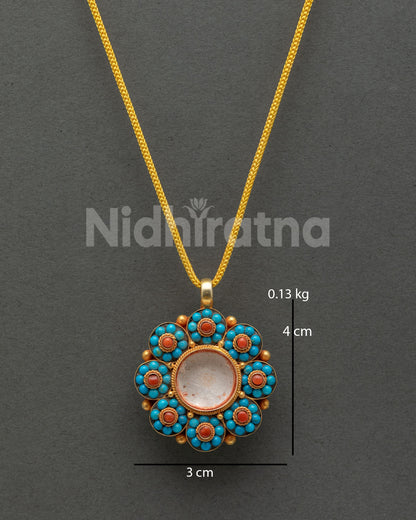 Gold Plated Flower Locket Handmade by Newari Artisans in Nepal