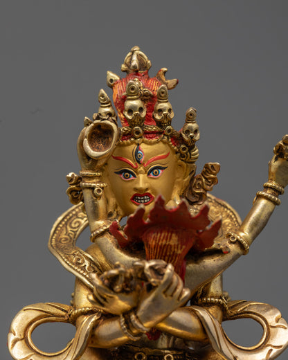 gold-plated Chakrasamvara and Vajravarahi statue showcasing intricate craftsmanship