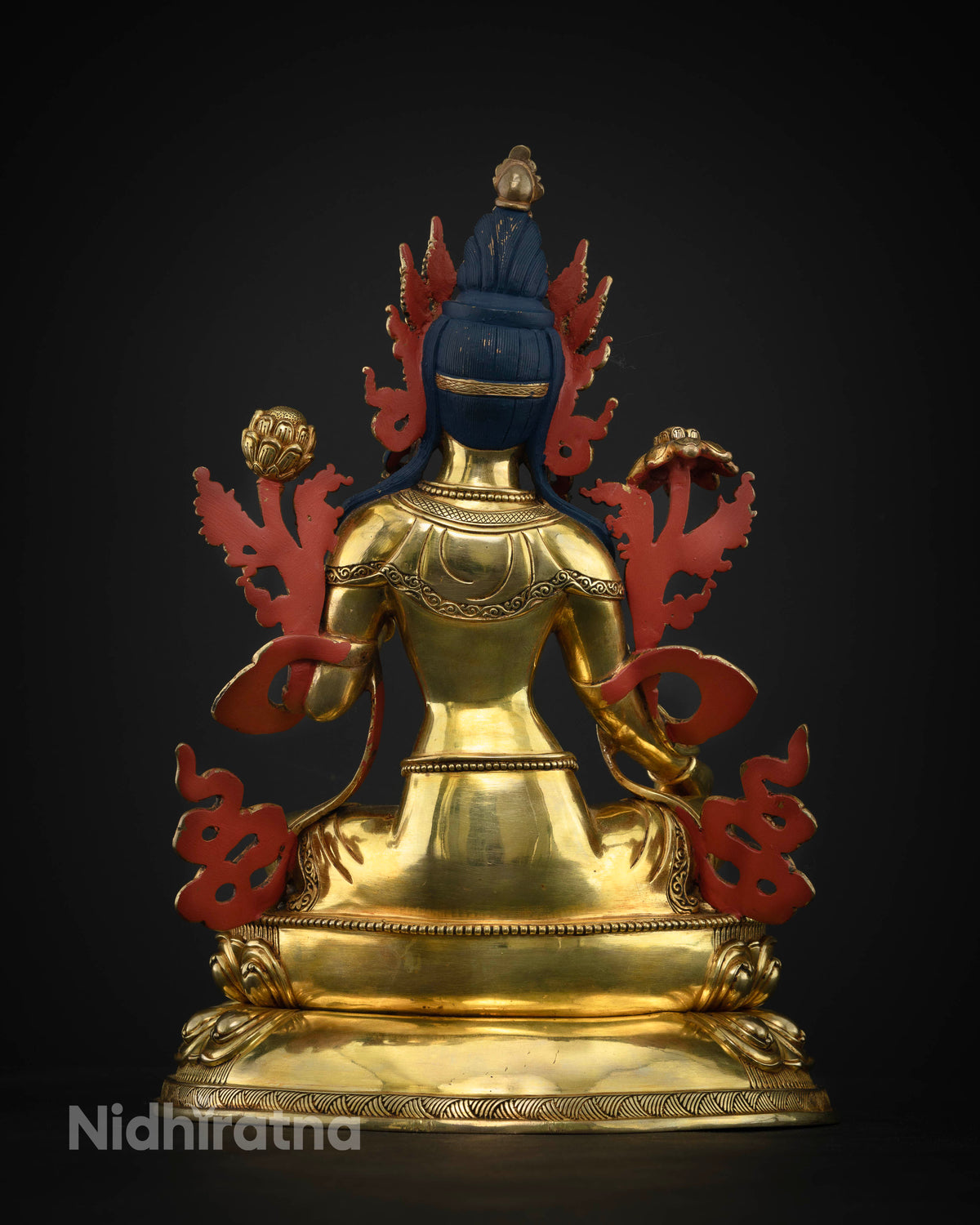Green Tara meditation statue for Buddhist altar, prayer, and spiritual practice