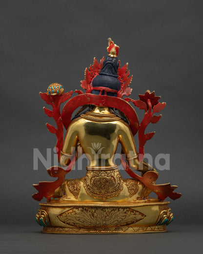 Green Tara statue back view handcrafted copper alloy traditional Newari artisan Nepal altar