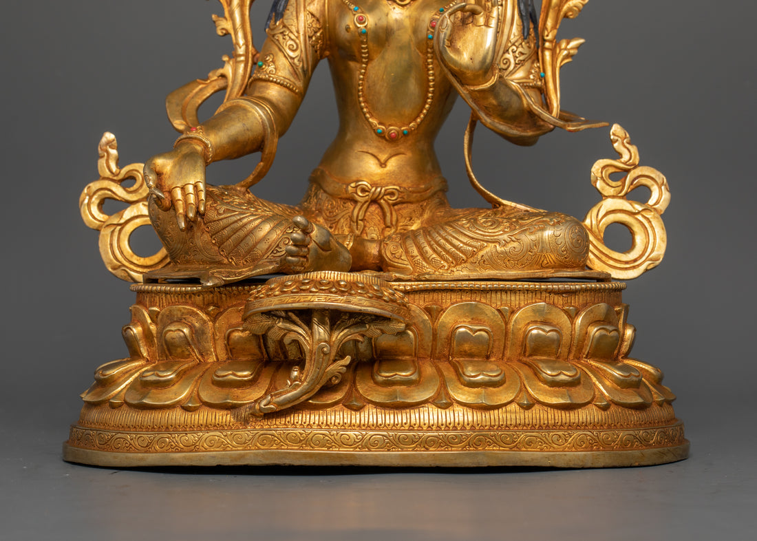 moon disc upon lotus seat of green tara statue