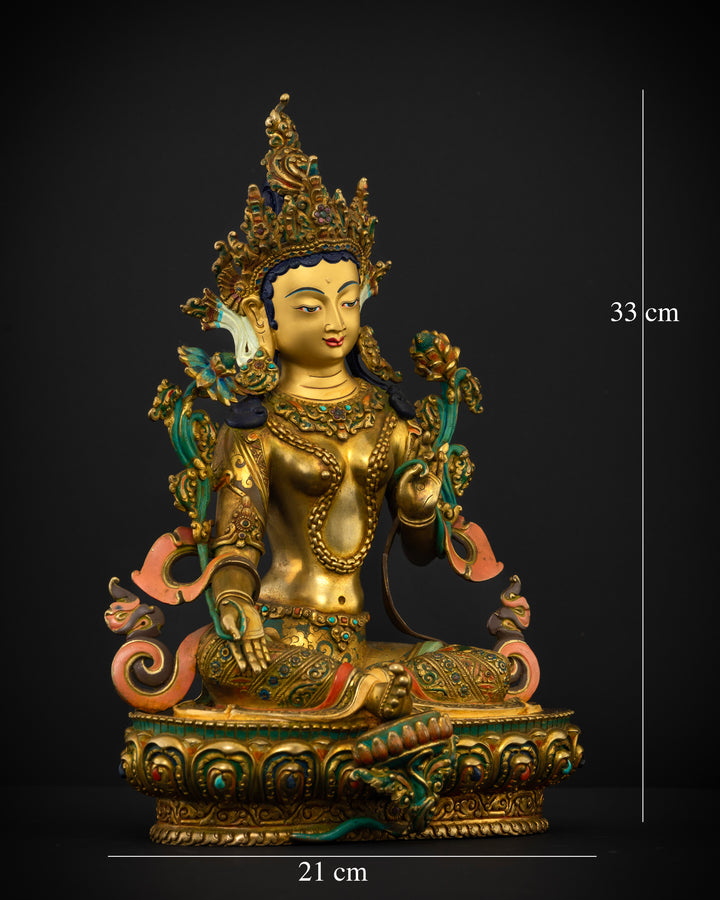 Green tara necklace statue