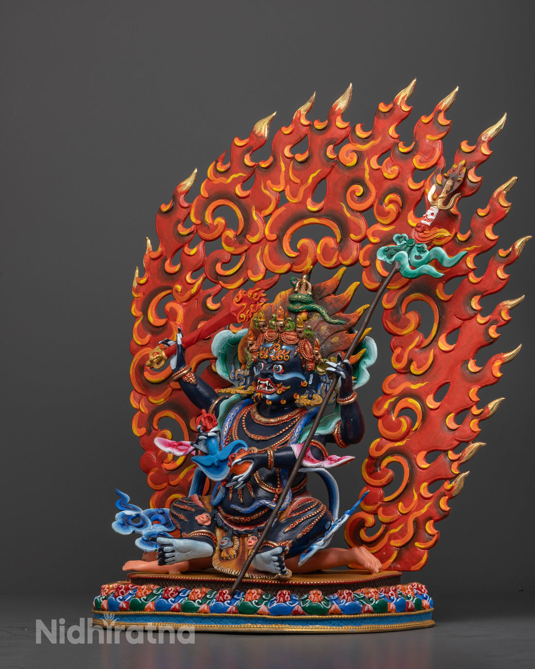 Four Armed Mahakala Statue: Protection & Prosperity