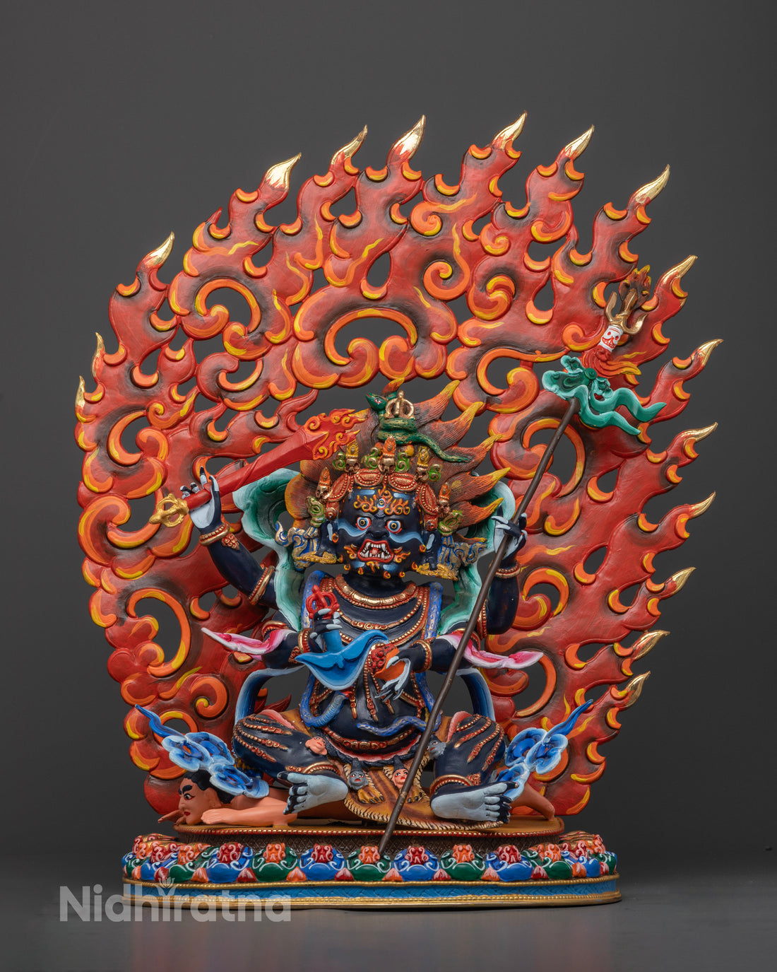 Four Armed Mahakala Statue: Protection & Prosperity