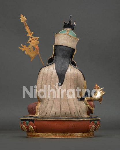 Guru Padmasambhava Statue Back View Handcrafted Copper Sculpture