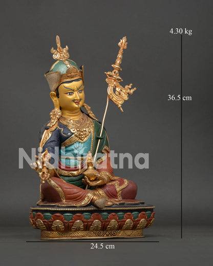 Guru Padmasambhava Statue Right View Vajra and Khatvanga Detail