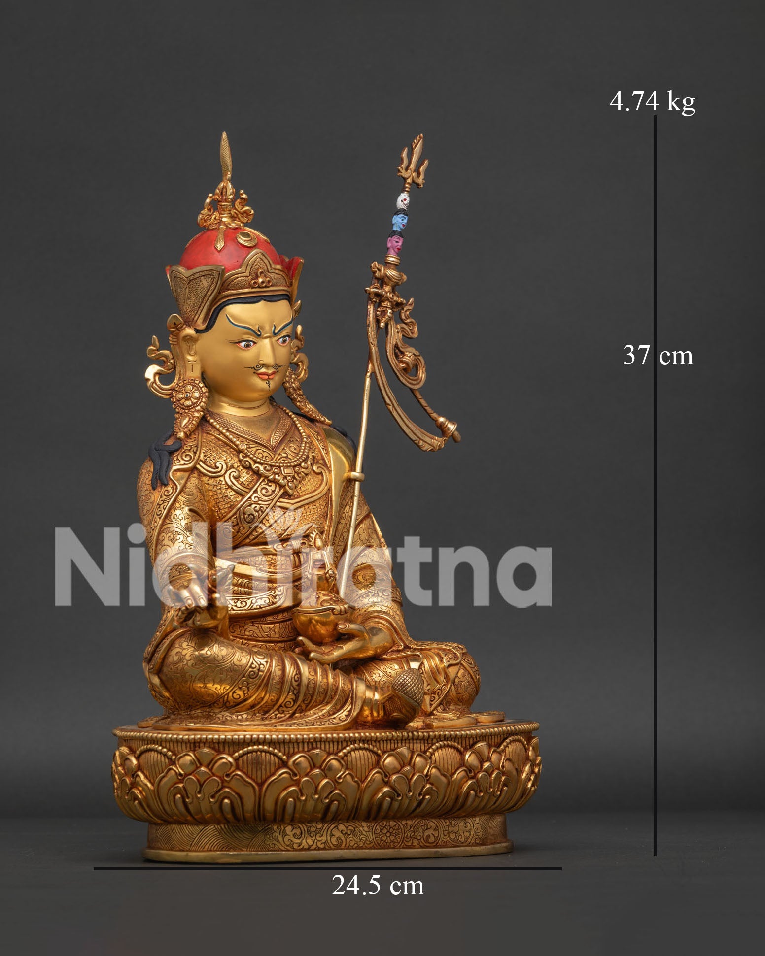 Guru Rinpoche Padmasambhava Statue Right Side View Nepalese Buddhist Art