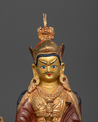 Guru Rinpoche Statue from Patan Nepal with 24K gold painted face.