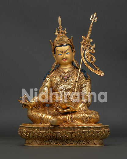 Guru Rinpoche Statue front view handcrafted Nepalese Buddhist sculpture