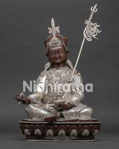 Guru Rinpoche Statue Handmade in Nepal with Gold Fire Gilding.