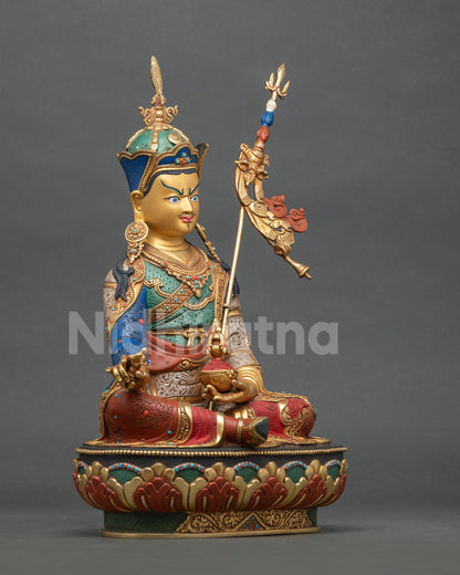 Guru Rinpoche Statue Right Side View with Khatvanga Staff