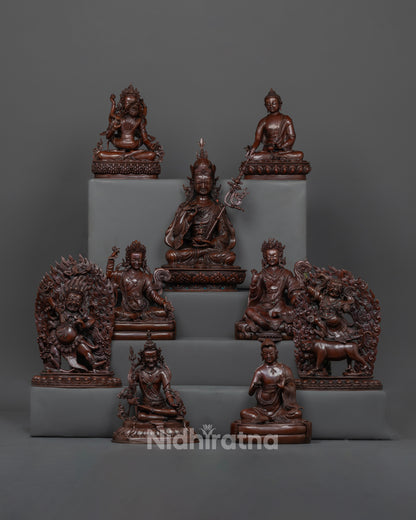 Guru Sangey Set Statue Handcrafted Copper Buddhist Sculpture from Nepal