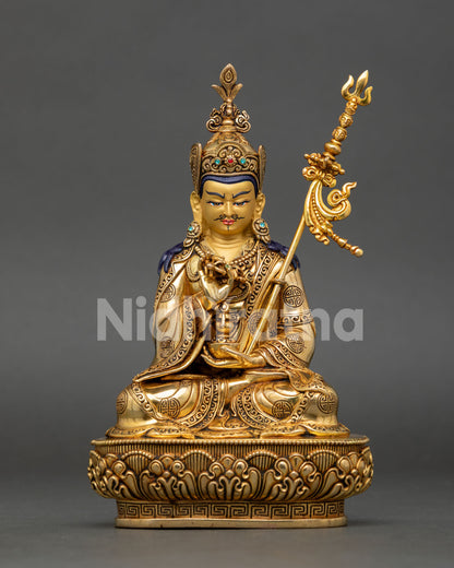 Guru Tsokye Dorje Statue, handcrafted in copper with 24K gold fire gilding and traditional Himalayan artistry