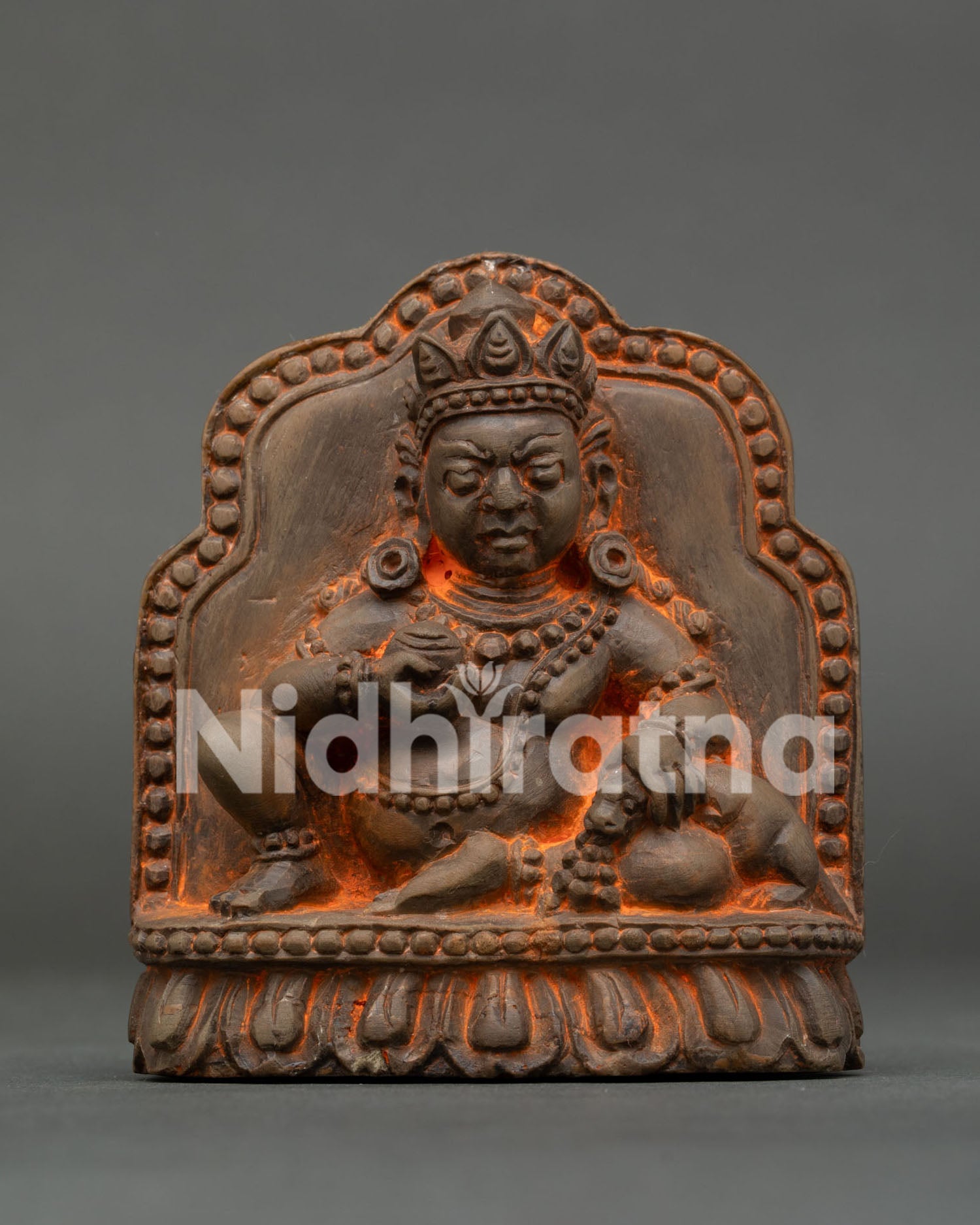 Hand-Carved Stone Dzambhala Statue, Buddhist Wealth Deity from Kathmandu, Nepal