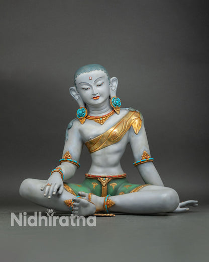 Hand-Painted Parvati Statue front view nepalese copper gold gilded hindu goddess shakti devi art patan nepal