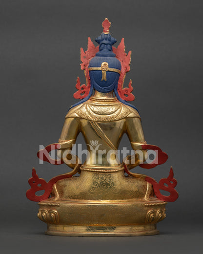 Handcrafted Amitayus Buddha Statue for Buddhist altar meditation and sacred collections.