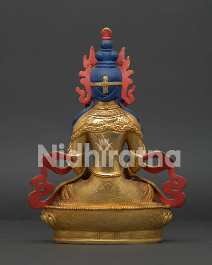 Handcrafted Amitayus statue by Newari artisan from Patan Nepal.