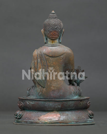 Handcrafted Bhaisajyaguru Medicine Buddha statue from Nepal.