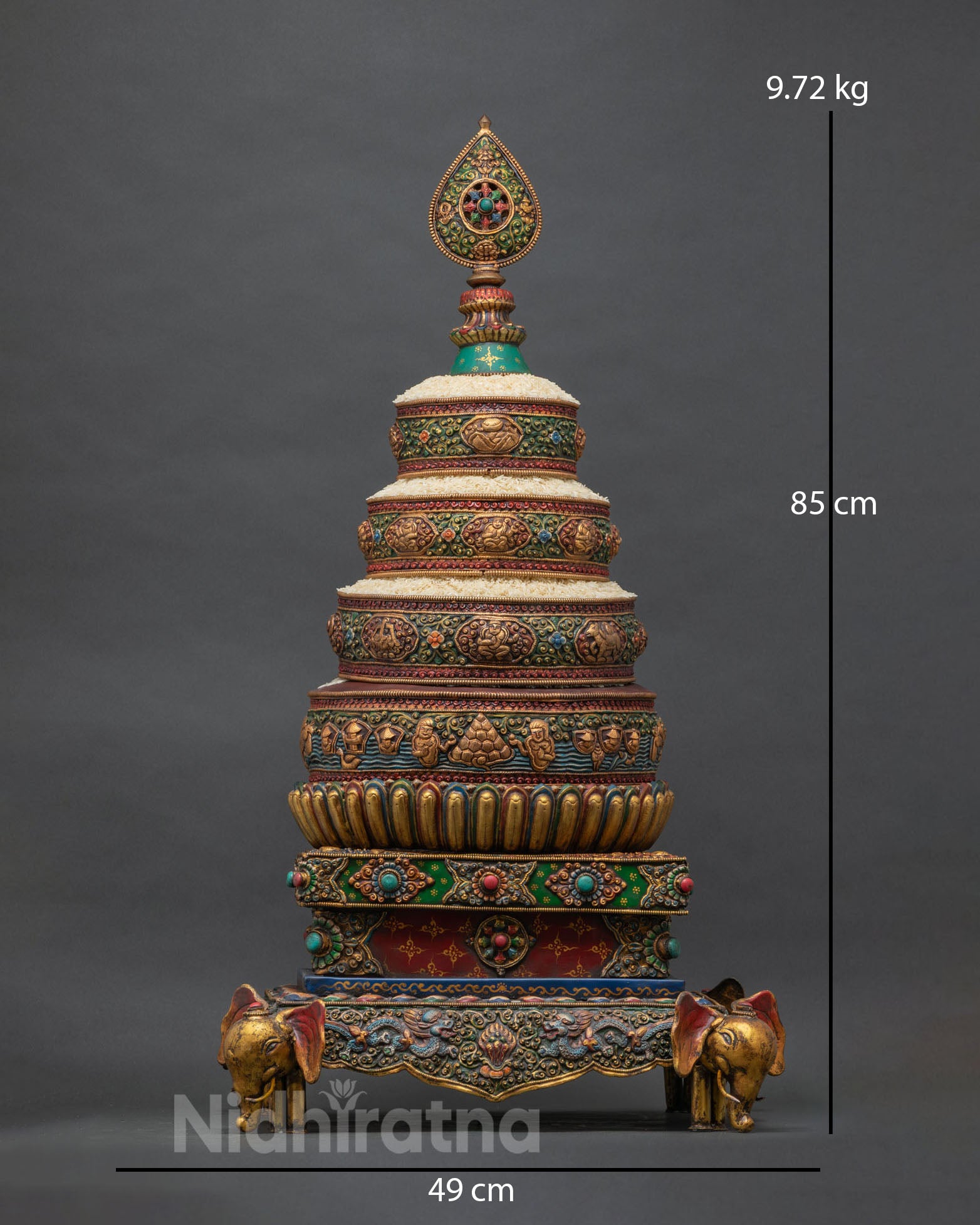 Handcrafted Buddhist Mandala Offering Set from Patan Nepal with gold plated copper