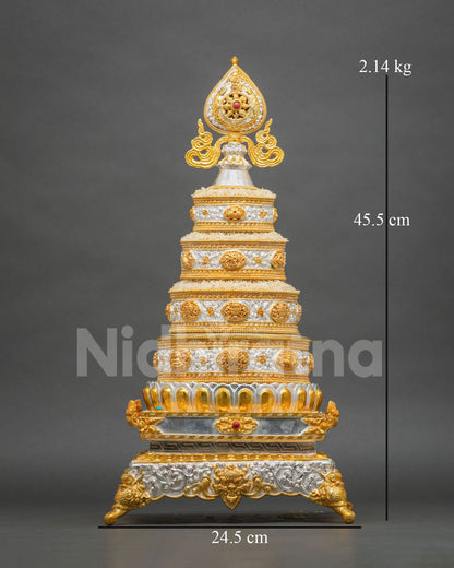 Handcrafted Buddhist Mandala Offering Set with gold and silver plating from Nepal