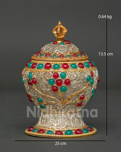 Handcrafted Buddhist Neshi Rice Pot from Patan, Nepal Himalayan ritual vessel