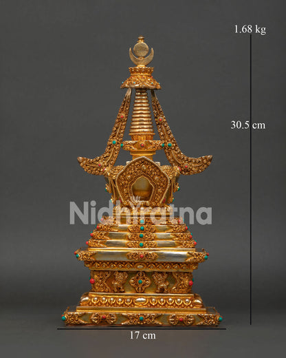 Handcrafted Buddhist Stupa, Made by Newari Artisans in Patan, Nepal