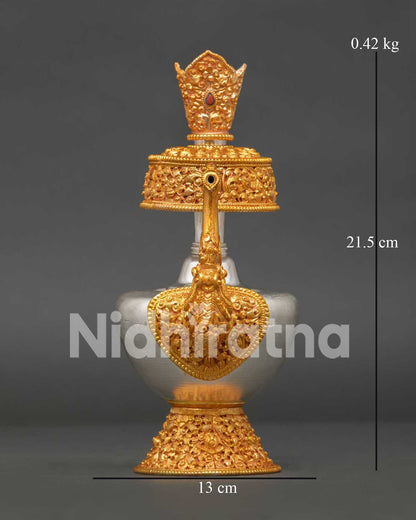 Handcrafted Bumba Ritual Vessel with Gold-Plated Floral Engraved Base