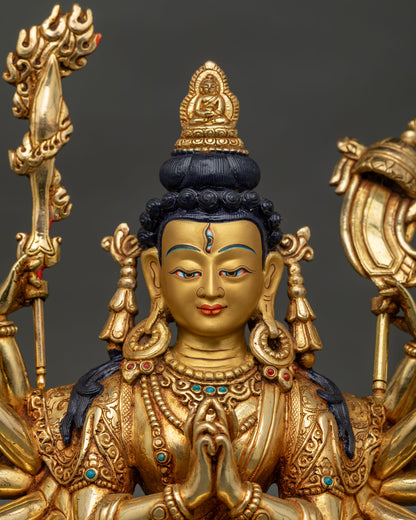 Handcrafted Chundi statue with Amitabha Buddha crown 