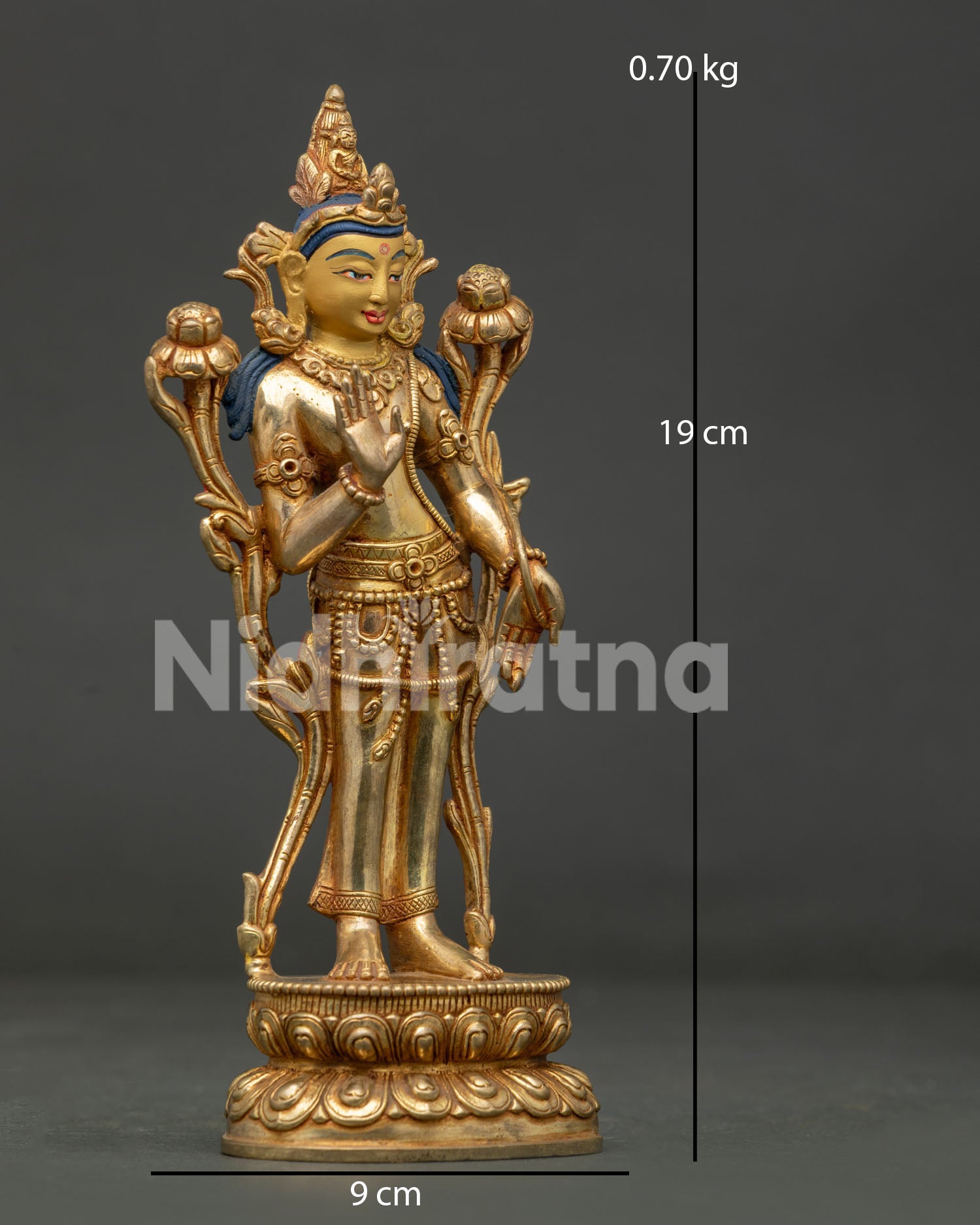 Handcrafted copper Lokeshvara Avalokiteshvara Statue from Patan Nepal
