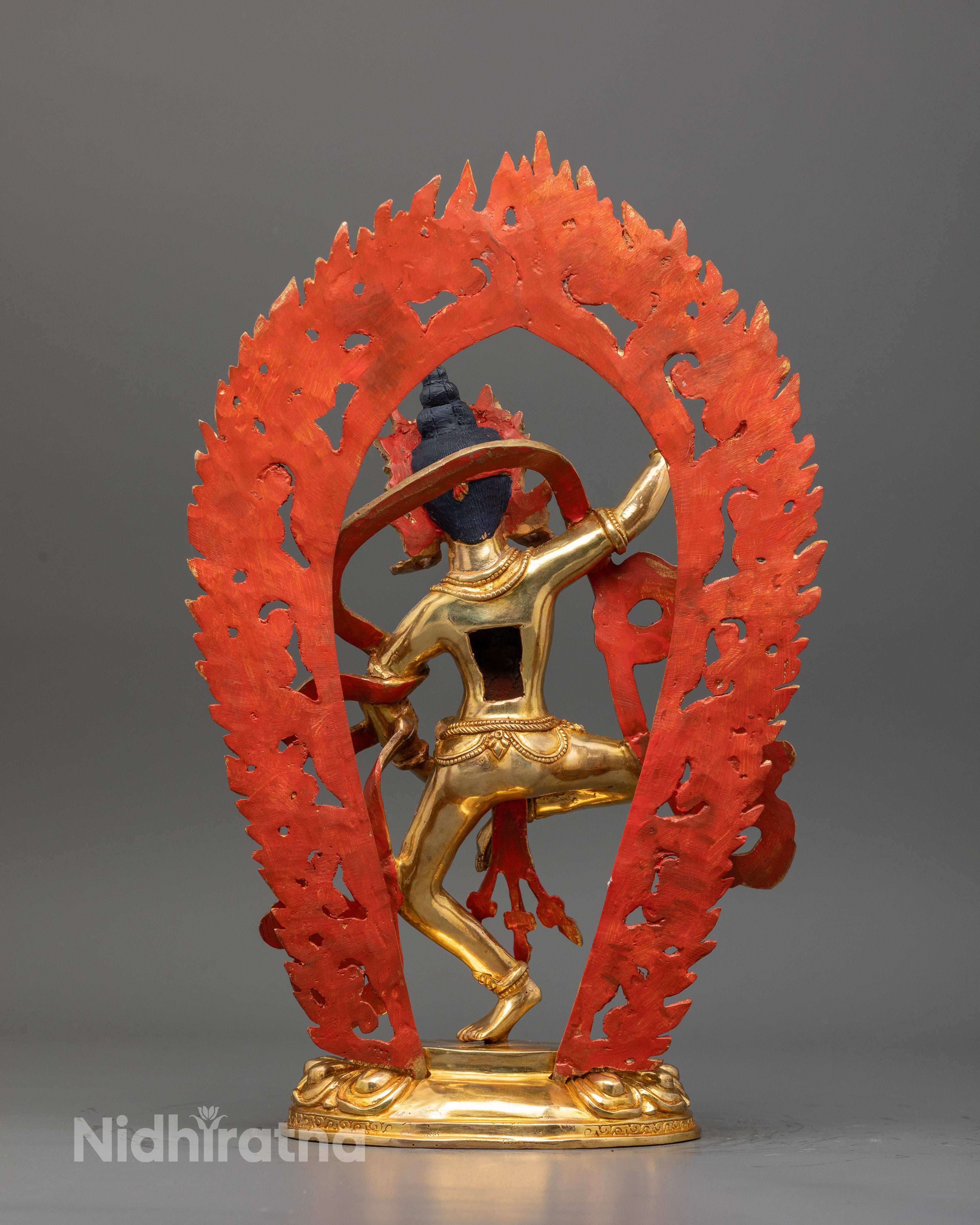 Handcrafted copper machig labdron statue for buddhist altar shrine and meditation space.