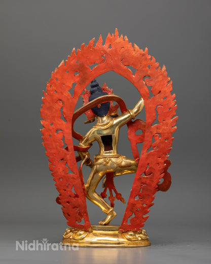 Handcrafted copper machig labdron statue for buddhist altar shrine and meditation space.