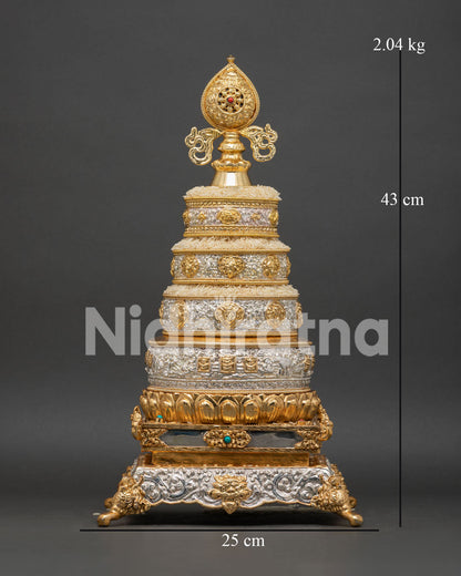 Handcrafted copper Mandala with gold and silver-plated finish by Newari artisans, Nepal