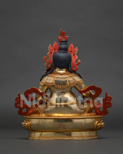 Handcrafted Dzambhala statue for buddhist altar shrine meditation space and sacred collection.