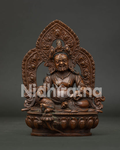 Handcrafted Dzambhala Statue in Oxidized Copper by Newari Artisans from Nepal.